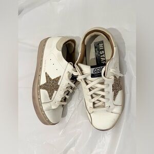 Golden Goose Hi Star Platform sneakers Glittered Star appliqué Size 8 White
